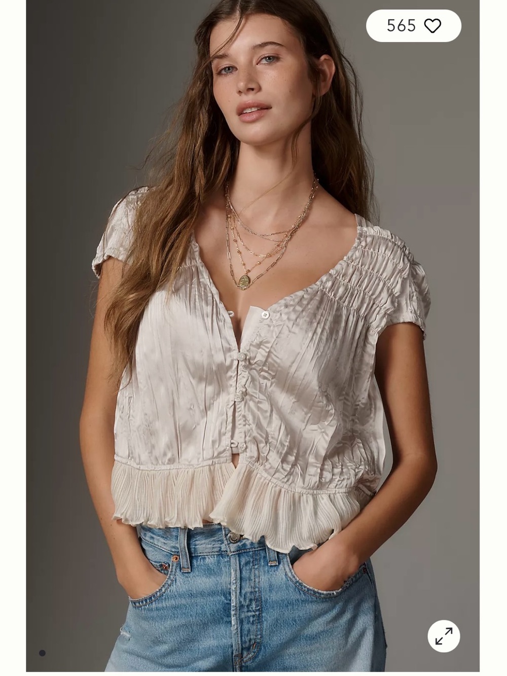 By Anthropologie Shirred Silken Blouse
